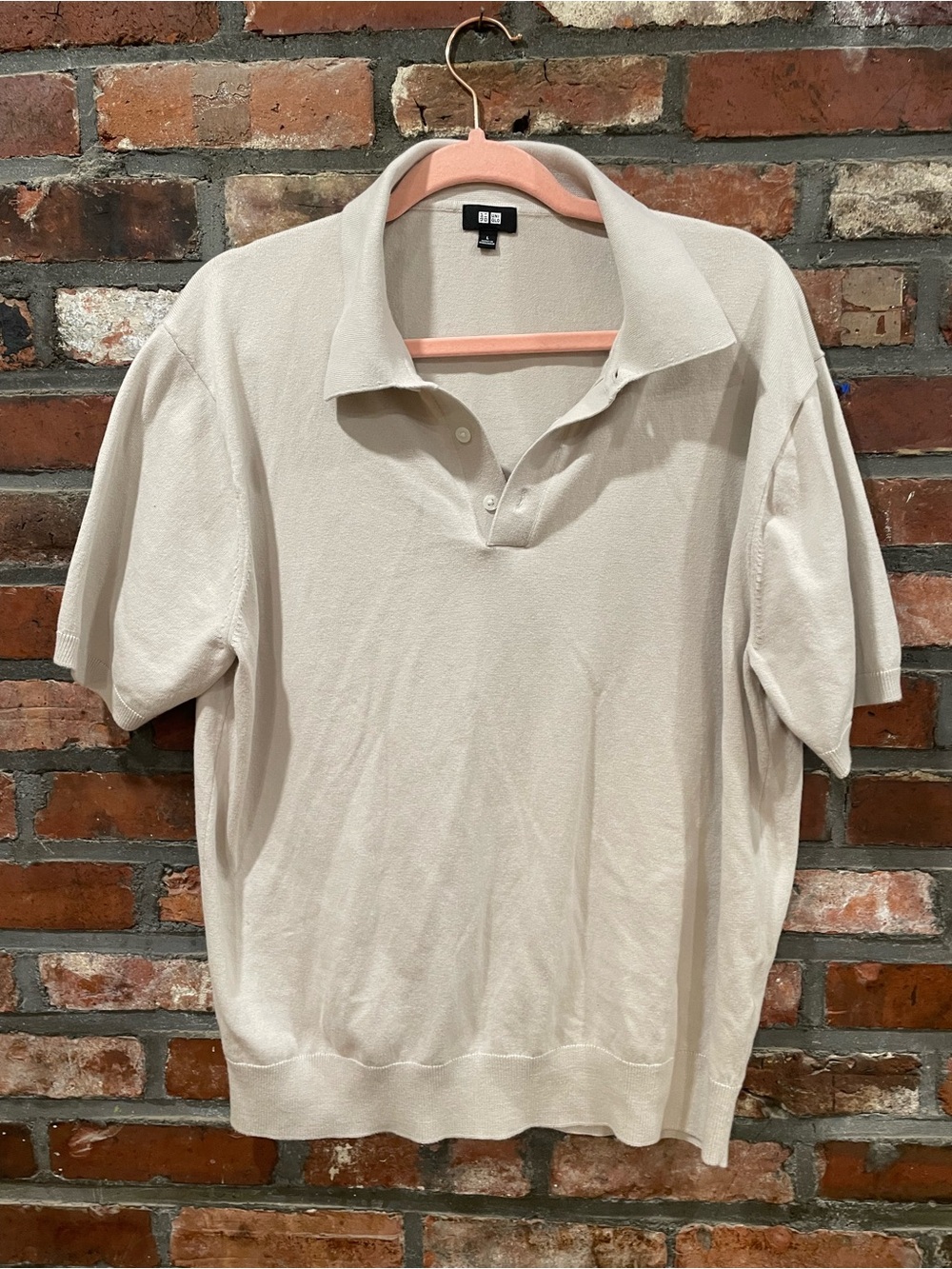 Uniqlo Men's Short Sleeve Polo in Light Cream